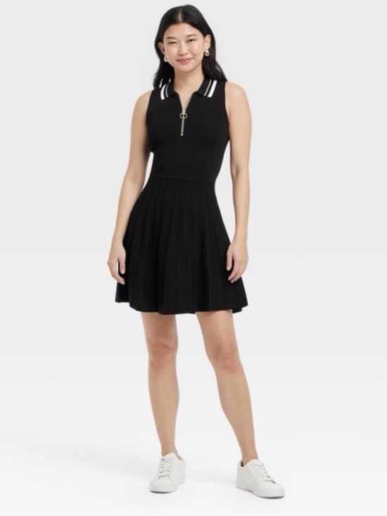 a new day Dresses & Skirts - A New Day Women's Tennis Polo Collar Sleeveless Sweater Dress Black L